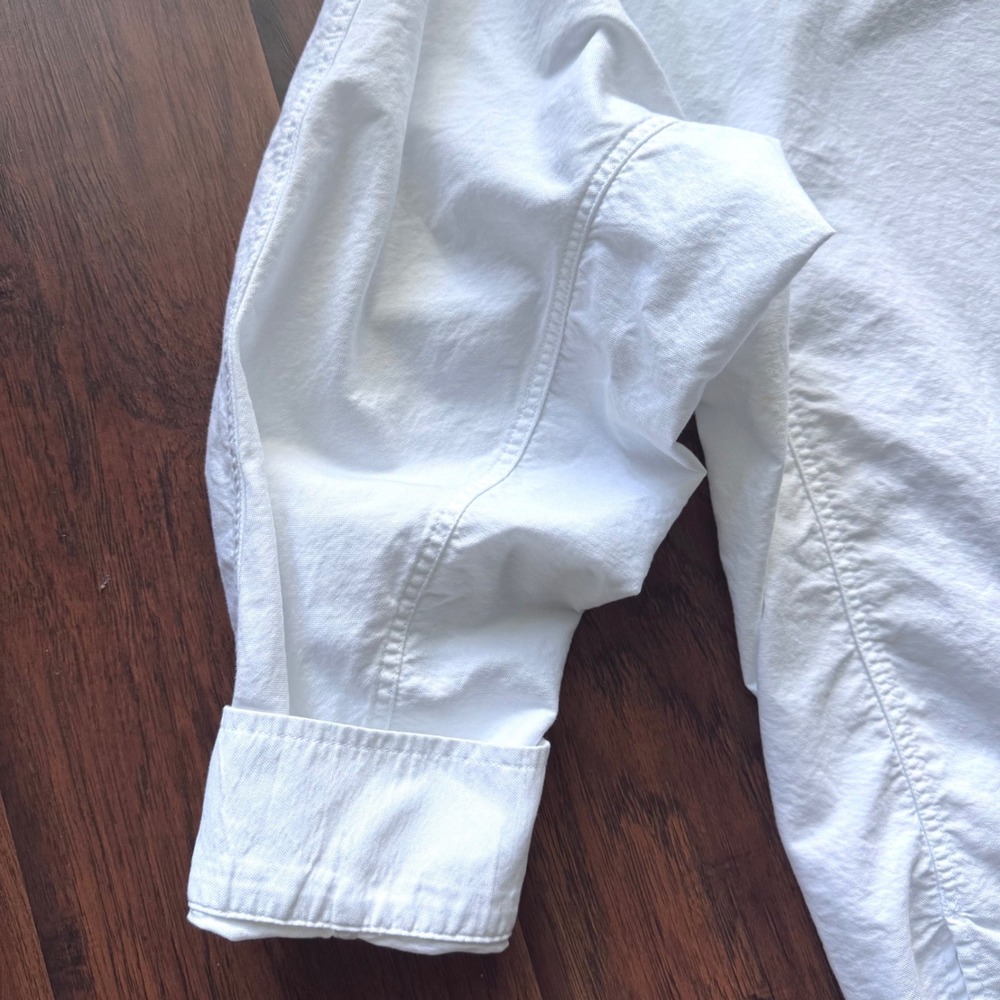 AYR The Tate Shirt Large White Cotton Oxford Stand Collar Oversized Minimalist - Picture 7 of 16